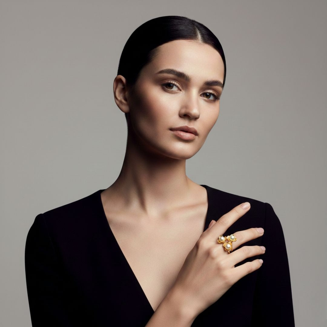 gold-plated rings, stainless steel rings, modern rings for women, artificial jewellery UK