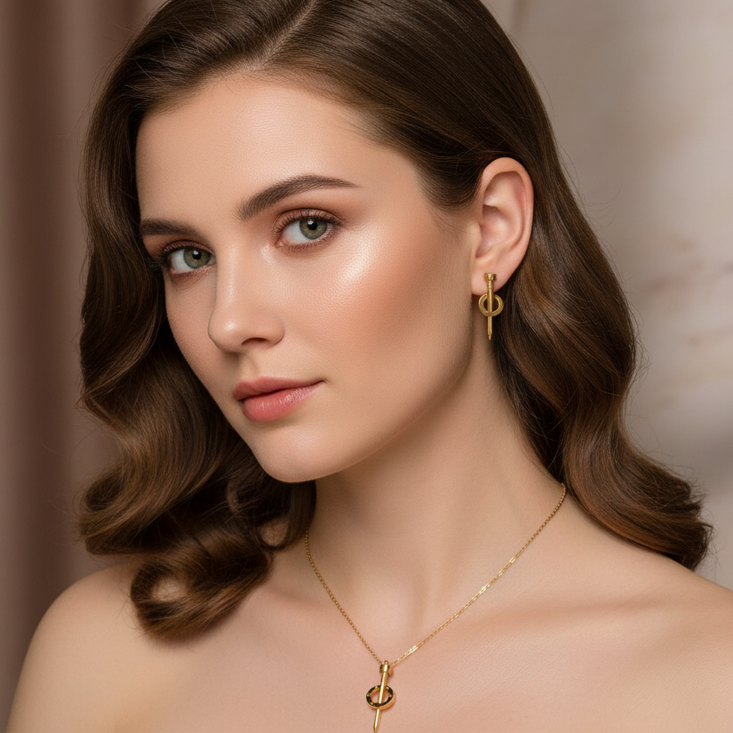 Nail necklace and earrings set